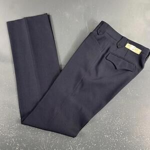 VTG Circle S Dress Pants Mens 28 Navy Blue Unhemmed Poly USA Made Talon NWT